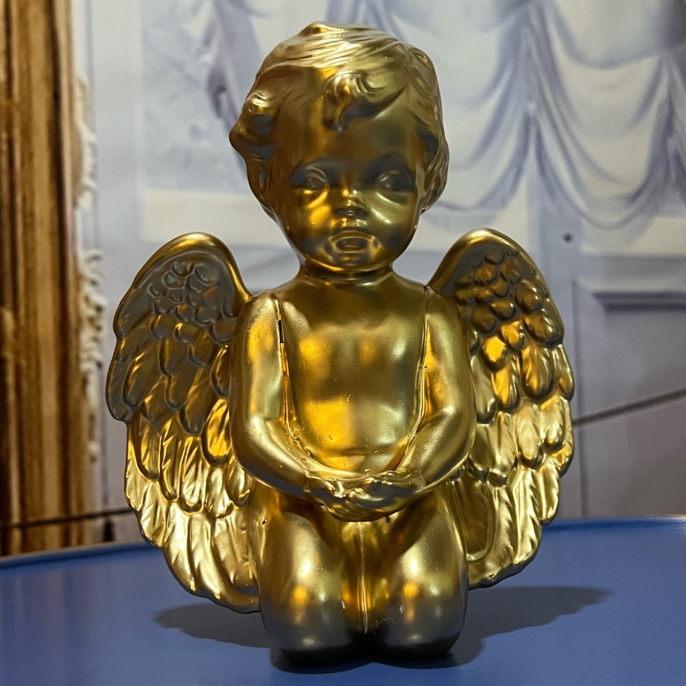 Glass gold angel hand painted